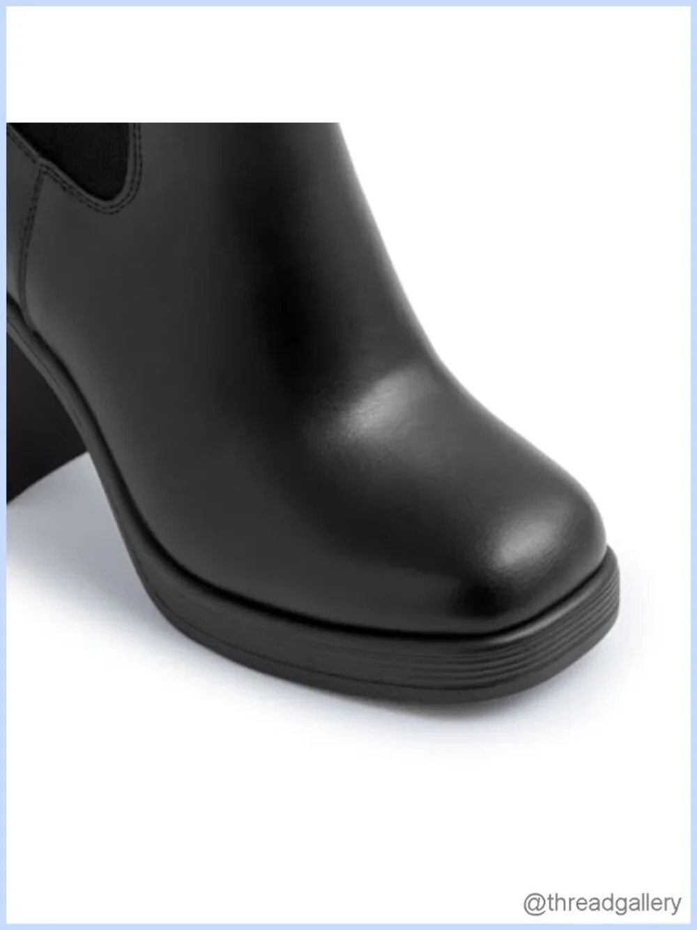Women's Chelsea Platform Boots High Chunky Heel Square Toe Slip On Ankle Booties
